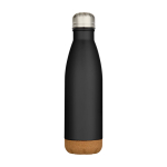 Borraccia in acciaio inox a doppia parete con base in sughero 500ml color nero seconda vista frontale