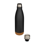 Borraccia in acciaio inox a doppia parete con base in sughero 500ml color nero seconda vista