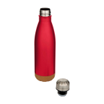 Borraccia in acciaio inox a doppia parete con base in sughero 500ml color rosso seconda vista