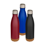 Borraccia in acciaio inox a doppia parete con base in sughero 500ml color rosso seconda vista in vari colori