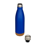 Borraccia in acciaio inox a doppia parete con base in sughero 500ml color blu reale seconda vista