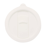 Tazza in ceramica con coperchio in plastica e grande manico 450ml color bianco terza vista