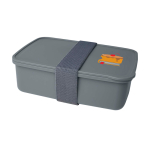 Lunch box in plastica riciclata per aziende 800 ml color grigio scuro vista con stampa tampografica