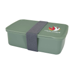 Lunch box in plastica riciclata per aziende 800 ml color verde pastello vista con stampa tampografica