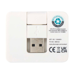 Hub USB con 4 porta in uscita e ingresso USB-A o USB-C color bianco seconda vista posteriore