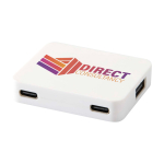 Hub USB con 4 porta in uscita e ingresso USB-A o USB-C color bianco