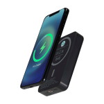Powerbank wireless magnetica in plastica riciclata 10.000 mAh color nero