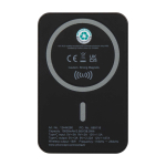 Powerbank wireless magnetica in plastica riciclata 10.000 mAh color nero seconda vista posteriore