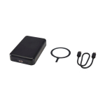 Powerbank wireless magnetica in plastica riciclata 10.000 mAh color nero terza vista