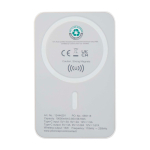 Powerbank wireless magnetica in plastica riciclata 10.000 mAh color bianco seconda vista posteriore