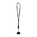Lanyard per cellulare in plastica riciclata con cavo di ricarica 5 in 1 65W color nero