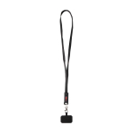 Lanyard per cellulare in plastica riciclata con cavo di ricarica 5 in 1 65W color nero