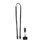 Lanyard per cellulare in plastica riciclata con cavo di ricarica 5 in 1 65W color nero terza vista