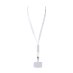 Lanyard per cellulare in plastica riciclata con cavo di ricarica 5 in 1 65W color bianco seconda vista frontale