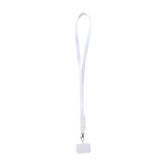 Lanyard per cellulare in plastica riciclata con cavo di ricarica 5 in 1 65W color bianco