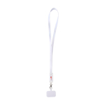 Lanyard per cellulare in plastica riciclata con cavo di ricarica 5 in 1 65W color bianco
