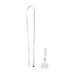 Lanyard per cellulare in plastica riciclata con cavo di ricarica 5 in 1 65W color bianco terza vista