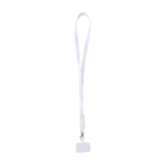 Lanyard per cellulare in plastica riciclata con cavo di ricarica 5 in 1 65W color bianco terza vista frontale