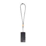 Lanyard per telefono con dettaglio in bambù ecologico al centro color nero seconda vista