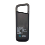 Powerbank ecologico resistente all’acqua con moschettone 5.000 mAh color nero seconda vista posteriore