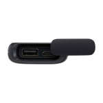 Powerbank ecologico resistente all’acqua con moschettone 5.000 mAh color nero vista dettaglio 1
