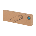 Powerbank ecologico resistente all’acqua con moschettone 5.000 mAh color nero seconda vista con scatola
