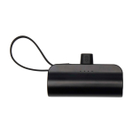 Batteria esterna 2 in 1 in plastica riciclata con supporto pieghevole color nero seconda vista frontale