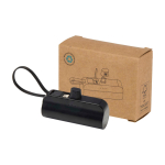 Batteria esterna 2 in 1 in plastica riciclata con supporto pieghevole color nero terza vista