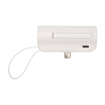 Batteria esterna 2 in 1 in plastica riciclata con supporto pieghevole color bianco vista dettaglio 1