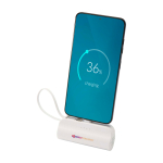 Batteria esterna 2 in 1 in plastica riciclata con supporto pieghevole color bianco