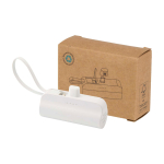 Batteria esterna 2 in 1 in plastica riciclata con supporto pieghevole color bianco terza vista
