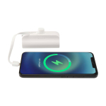 Batteria esterna 2 in 1 in plastica riciclata con supporto pieghevole color bianco quarta vista