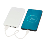 Powerbank in plastica riciclata indicatore LED di carica 10.000 mAh color bianco terza vista