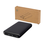 Batteria esterna in plastica riciclata con 2 cavi 10.000 mAh color nero