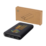 Batteria esterna in plastica riciclata con 2 cavi 10.000 mAh color nero