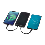 Batteria esterna in plastica riciclata con 2 cavi 10.000 mAh color nero terza vista