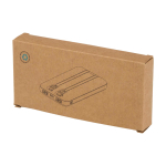 Batteria esterna in plastica riciclata con 2 cavi 10.000 mAh color nero seconda vista con scatola
