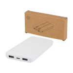 Batteria esterna in plastica riciclata con 2 cavi 10.000 mAh color bianco