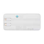 Batteria esterna in plastica riciclata con 2 cavi 10.000 mAh color bianco seconda vista posteriore