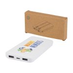 Batteria esterna in plastica riciclata con 2 cavi 10.000 mAh color bianco