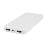 Batteria esterna in plastica riciclata con 2 cavi 10.000 mAh color bianco seconda vista