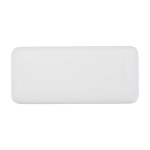 Batteria esterna in plastica riciclata con 2 cavi 10.000 mAh color bianco terza vista frontale