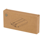 Batteria esterna in plastica riciclata con 2 cavi 10.000 mAh color bianco seconda vista con scatola