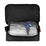 Kit di primo soccorso con 31 pezzi base di emergenza color nero seconda vista