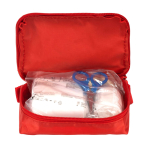 Kit di primo soccorso con 31 pezzi base di emergenza color rosso seconda vista