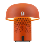 Altoparlante in acciaio e plastica con lampada LED regolabile Kooduu 10W color arancione vista con logo stampato 2