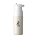 Bottiglia termica in acciaio inox con filtro e tappo removibile 1l LARQ Swig Top color bianco vista con stampa tampografica