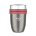 Contenitore termico doppio scomparto separato 700ml Mepal Ellipse 2.0 color rosa vista con logo stampato 2
