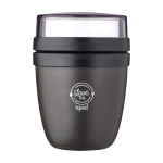 Lunch box mini in plastica doppio scomparto 420ml Mepal Ellipse Mini color nero vista con stampa tampografica
