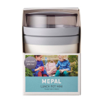 Lunch box mini in plastica doppio scomparto 420ml Mepal Ellipse Mini color bianco seconda vista con scatola